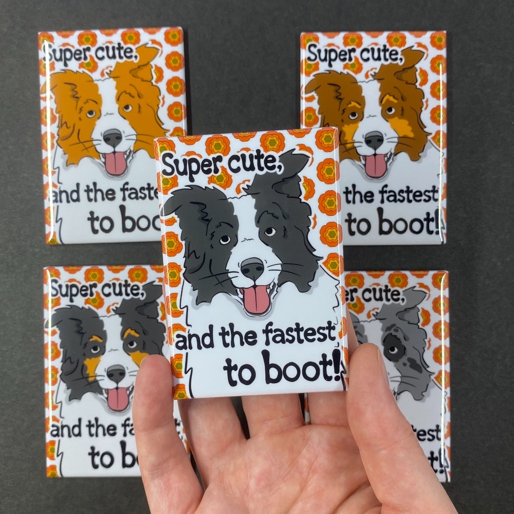 Funny Border Collie Magnet, 5 Colors Available - Handmade 2x3"